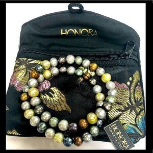 2-Honora Multi Colored Stretchy Bracelets "Dark Multi Collection" NWTS!